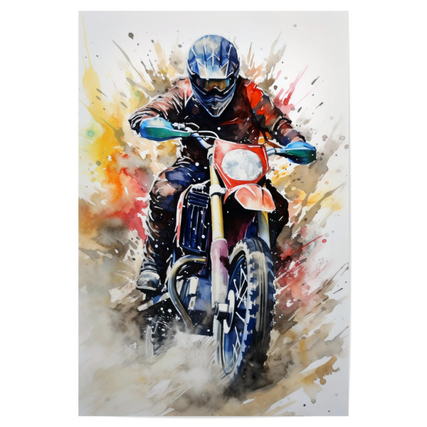 Poster 30x20 cm "Motocross Watercolor 3 (matart)" artboxONE - Sport - Motocross,Motor,Motoren,Motocross-rennen,Sport,Bunt,Aquarell