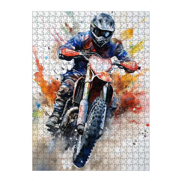 Puzzle Ravensburger "Motocross Watercolor 4 (matart)" artboxONE - Sport - Motocross,Motor,Motoren,Motocross-rennen,Sport,Bunt,Aquarell