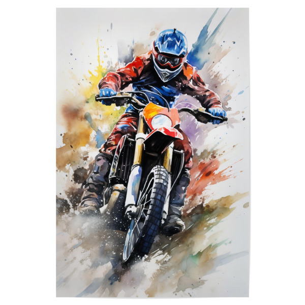 Poster 30x20 cm "Motocross Watercolor 5 (matart)" artboxONE - Sport - Motocross,Motor,Motoren,Motocross-rennen,Sport,Bunt,Aquarell