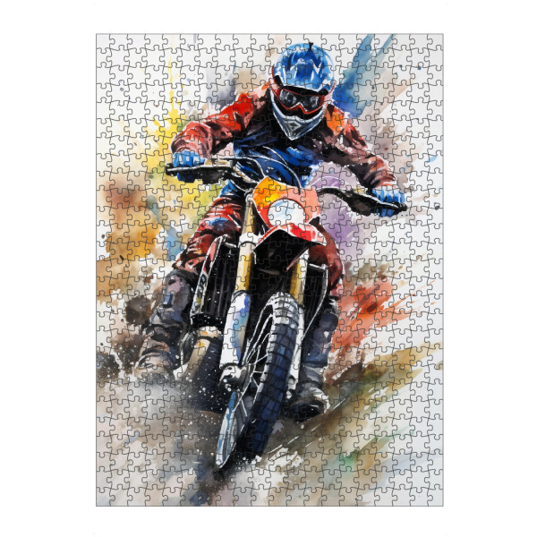 Puzzle Ravensburger "Motocross Watercolor 5 (matart)" artboxONE - Sport - Motocross,Motor,Motoren,Motocross-rennen,Sport,Bunt,Aquarell