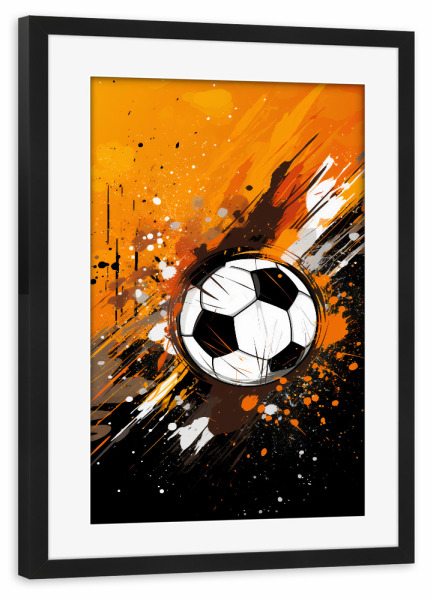 Poster mit Rahmen schwarz "Football Orange (matart)" artboxONE - Sport,Sport / Fußball