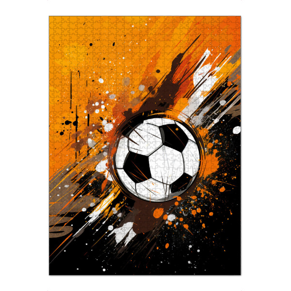 Puzzle Ravensburger "Football Orange (matart)" artboxONE - Sport,Sport / Fußball - Fußball,Fußballspieler,Spieler,Ball,Mannschaft,Sport,Orange,Modern