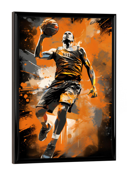 Poster mit schwarzem Rahmen "Basketball Orange 3 (matart)" artboxONE - Sport