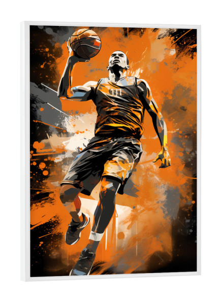 Poster mit weißem Rahmen "Basketball Orange 3 (matart)" artboxONE - Sport