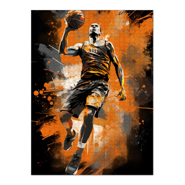 Puzzle Ravensburger "Basketball Orange 3 (matart)" artboxONE - Sport - Basketball,Korb,Ball,Basketballspieler,Nba,Spieler,Team,Sport,Orange,Modern