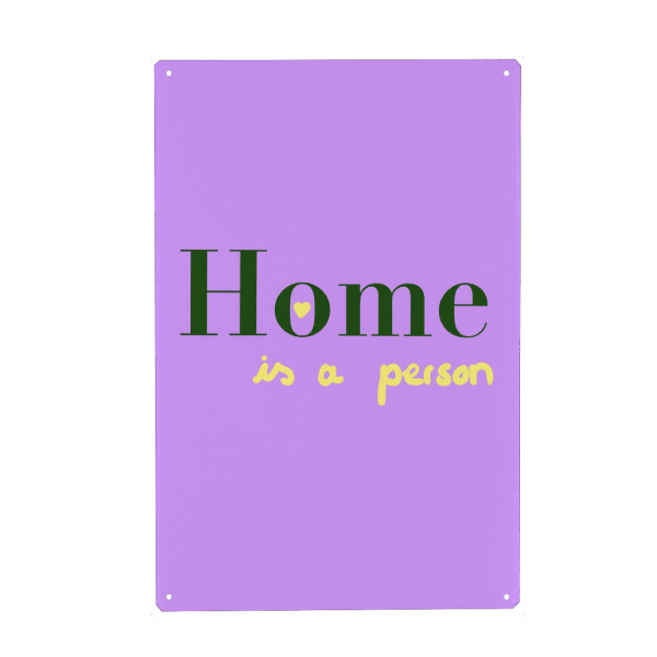 Holzbild "Home is a person" artboxONE - Typografie - Homeisaperson,Home,Person,Trend,Lila,Homedecor,Zuhause,Floor,Flur