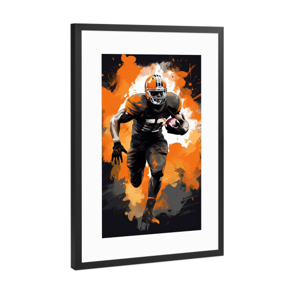Poster mit Rahmen Schwarz (Metallic) "AF (NFL) Orange (matart)" artboxONE - Sport