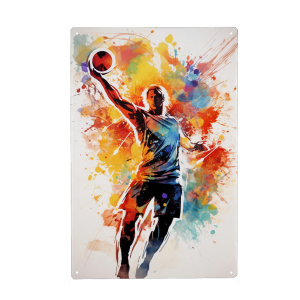 Metall Poster "Volleyball Watercolor 2 (matart)" artboxONE - Sport