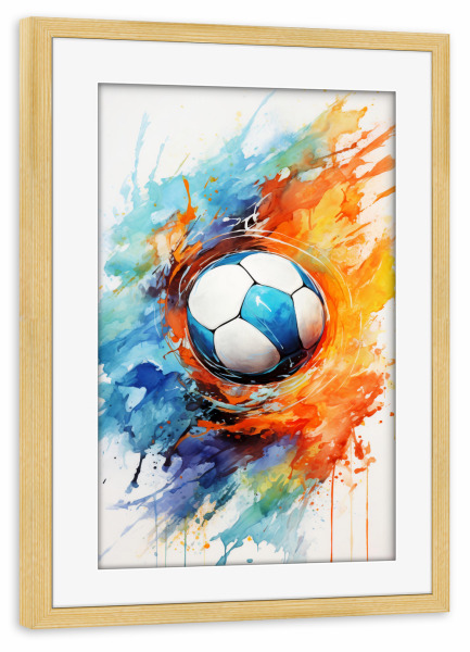 Poster mit Rahmen kiefer "Volleyball Watercolor (matart)" artboxONE - Sport