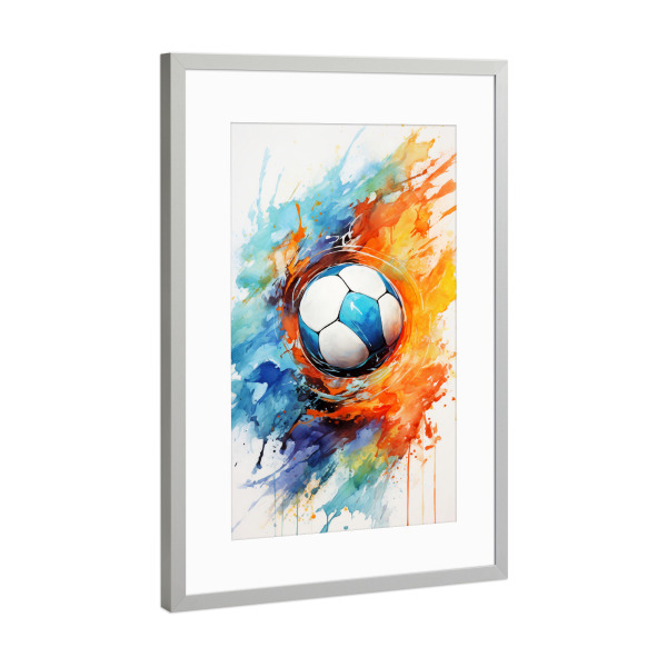 Poster mit Rahmen Silber "Volleyball Watercolor (matart)" artboxONE - Sport