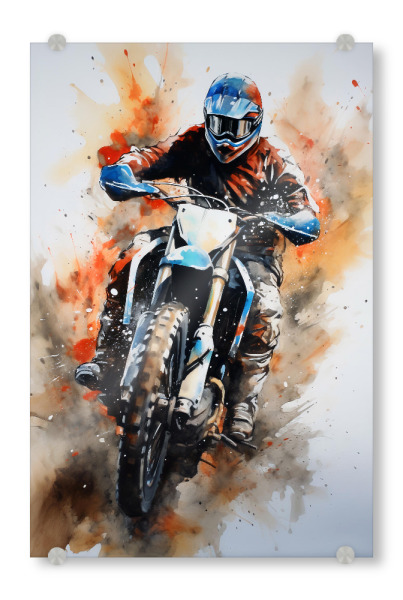 Acrylglasbild "Motocross Watercolor 2 (matart)" artboxONE - Sport - Motocross,Motor,Motoren,Motocross-rennen,Sport,Bunt,Aquarell