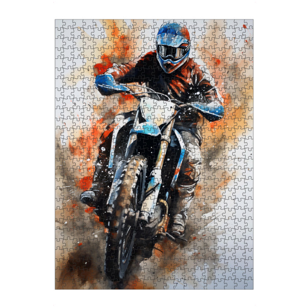 Puzzle Ravensburger "Motocross Watercolor 2 (matart)" artboxONE - Sport - Motocross,Motor,Motoren,Motocross-rennen,Sport,Bunt,Aquarell