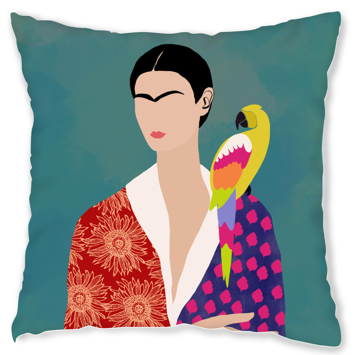 Design-Kissen "Frida mit Papagei" artboxONE - Abstrakt,Menschen