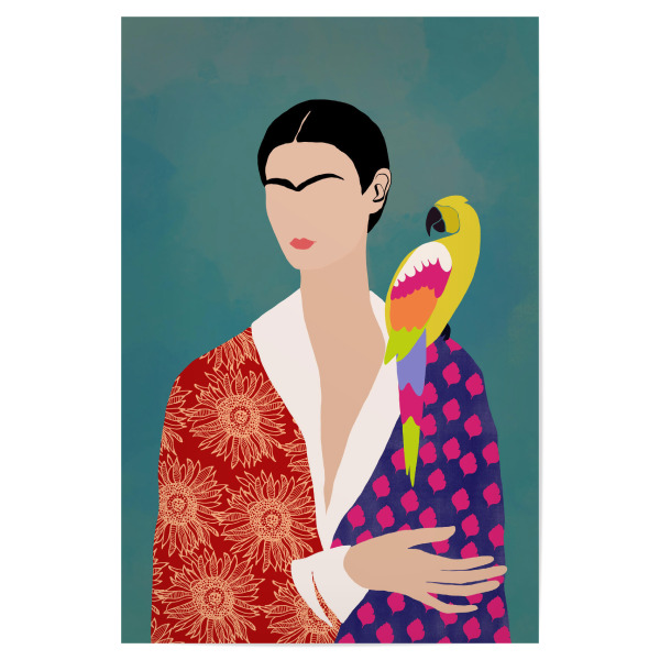 Poster 30x20 cm "Frida mit Papagei" artboxONE - Abstrakt,Menschen