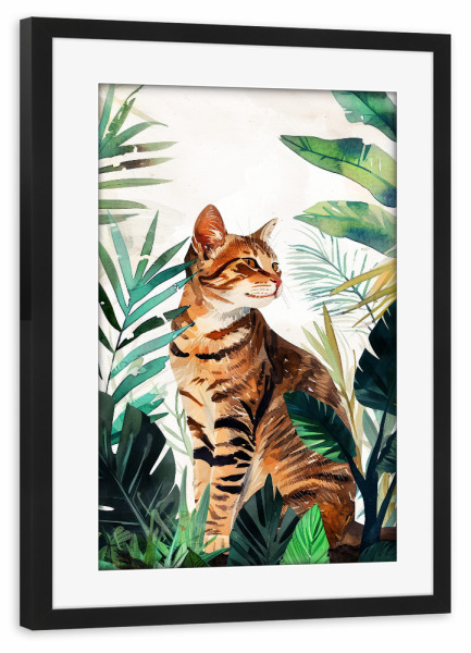 Poster mit Rahmen schwarz "Katzenleben C" artboxONE - Tiere - Katze,Katzen,Kätzchen,Tiere,Haustier,Illustration,Grafik,Kunst