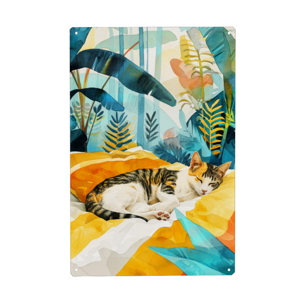 Metall Poster "Katzenleben M" artboxONE - Tiere - Katze,Katzen,Kätzchen,Tiere,Haustier,Illustration,Grafik,Kunst - Blechschild