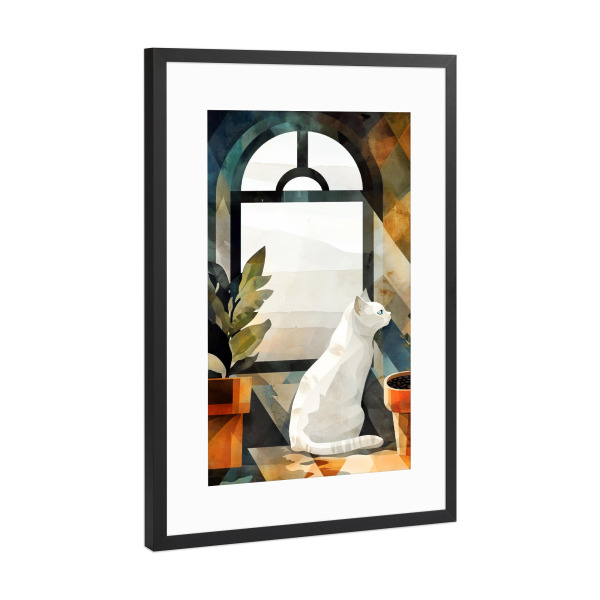 Poster mit Rahmen Schwarz (Metallic) "Katzenleben H" artboxONE - Tiere - Katze,Katzen,Kätzchen,Tiere,Haustier,Illustration,Grafik,Kunst