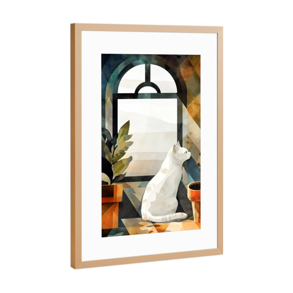 Poster mit Rahmen Kupfer "Katzenleben H" artboxONE - Tiere - Katze,Katzen,Kätzchen,Tiere,Haustier,Illustration,Grafik,Kunst