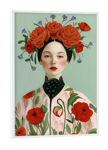 Poster mit weißem Rahmen "Figurative Blumenmuster" artboxONE - Floral,Menschen,Fashion