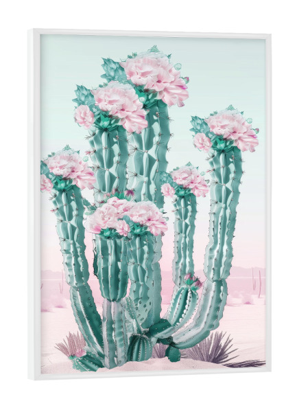 Poster mit weißem Rahmen "Romantische Kakteen" artboxONE - Natur,Floral,Geometrie