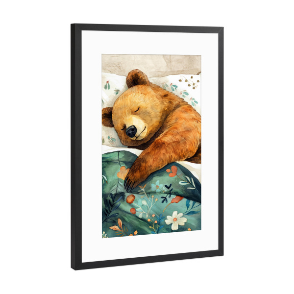 Poster mit Rahmen Schwarz (Metallic) "Bärenleben C" artboxONE - Für Kinder,Tiere - Bär,Tiere,Haustier,Illustration,Grafik,Kunst