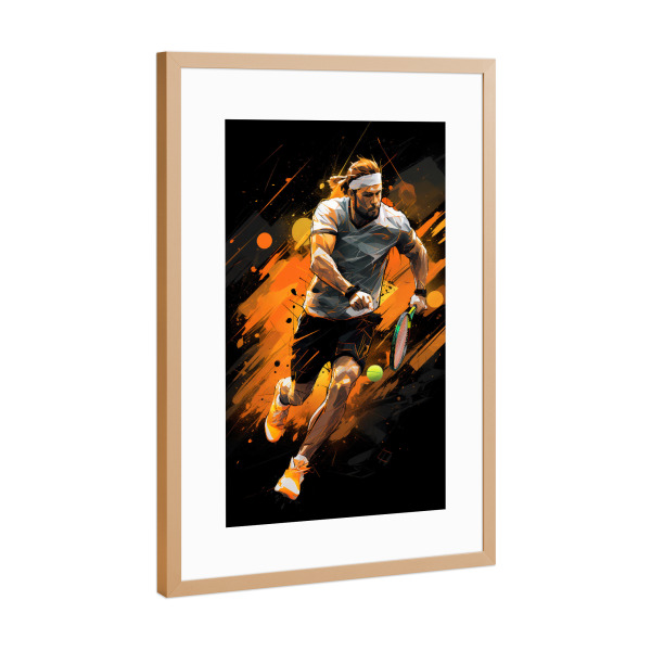 Poster mit Rahmen Kupfer "Tennis Orange 2 (matart)" artboxONE - Sport