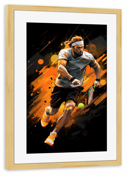 Poster mit Rahmen kiefer "Tennis Orange 2 (matart)" artboxONE - Sport