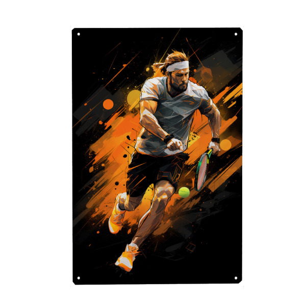 Holzbild "Tennis Orange 2 (matart)" artboxONE - Sport - Tennis,Platz,Spieler,Ball,Sport,Australian open,Roland garros,Wimbledon,Us open,Orange,Modern