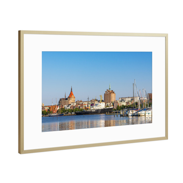 Poster mit Rahmen Gold "Warnowblick" artboxONE - Städte,Natur,Reise,Architektur