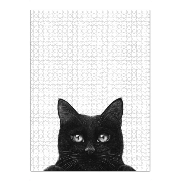 Puzzle Ravensburger "Guckende schwarze Katze mit Pfoten" artboxONE - Natur,Für Kinder,Tiere,Comic,Lustig