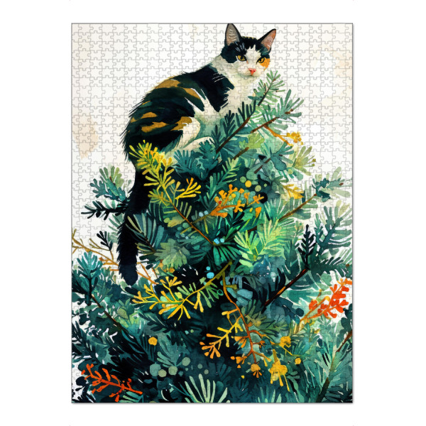 Puzzle Ravensburger "Katzenleben B" artboxONE - Tiere,Weihnachten - Katze,Katzen,Kätzchen,Tiere,Haustier,Illustration,Grafik,Kunst - Bild katze