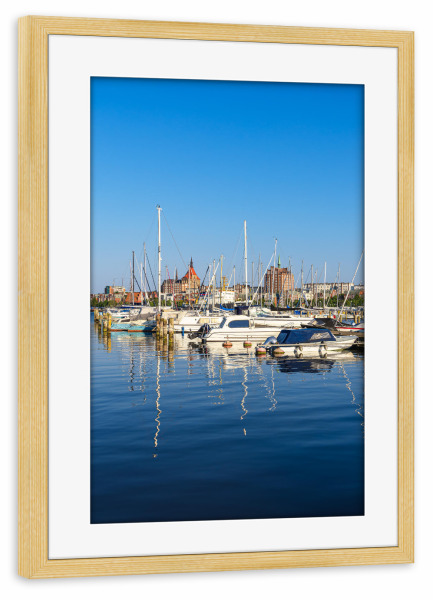 Poster mit Rahmen kiefer "Marina in Gehlsdorf" artboxONE - Städte,Natur,Reise,Architektur