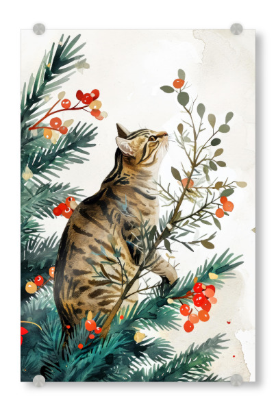 Acrylglasbild "Katzenleben A" artboxONE - Tiere,Weihnachten - Katze,Katzen,Kätzchen,Tiere,Haustier,Illustration,Grafik,Kunst