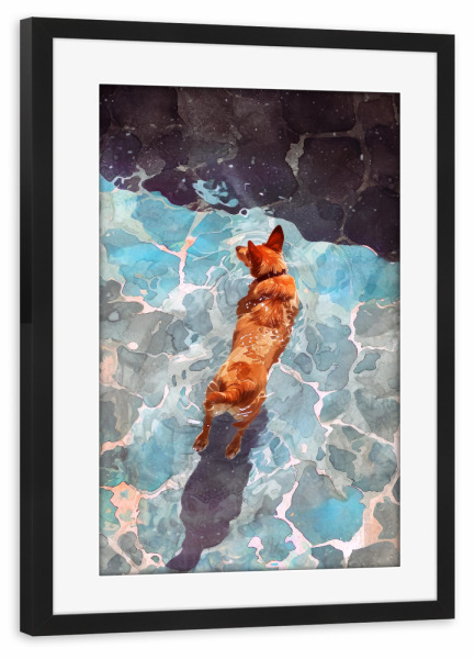 Poster mit Rahmen schwarz "Hundeleben F" artboxONE - Tiere - Hund,Hunde,Tiere,Haustier,Illustration,Grafik,Kunst