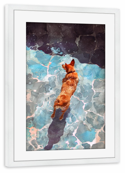 Poster mit Rahmen weiß "Hundeleben F" artboxONE - Tiere - Hund,Hunde,Tiere,Haustier,Illustration,Grafik,Kunst