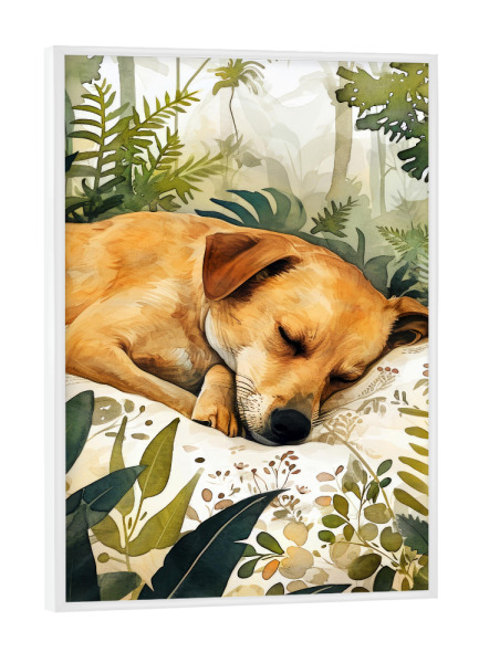 Poster mit weißem Rahmen "Hundeleben H" artboxONE - Floral,Tiere - Hund,Hunde,Tiere,Haustier,Illustration,Grafik,Kunst