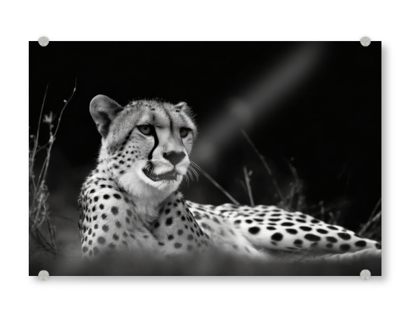 Acrylglasbild "Gepard in der Savanne" artboxONE - Tiere,Schwarzweiß - Natur,Afrika,Wildtier,Tier,Savanne,Gepard,Großkatzen,Schwarzweiß
