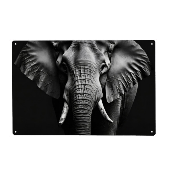 Holzbild "Elefant Portait" artboxONE - Tiere,Schwarzweiß - Natur,Tropen,Afrika,Wildtier,Tier,Savanne,Primärwald,Elfenbein,Elefant,Schwarzweiß