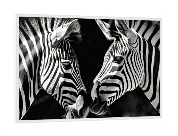 Poster mit weißem Rahmen "Zebras" artboxONE - Tiere,Schwarzweiß - Tropen,Afrika,Wildtier,Tier,Savanne,Zebras,Schwarzweiß