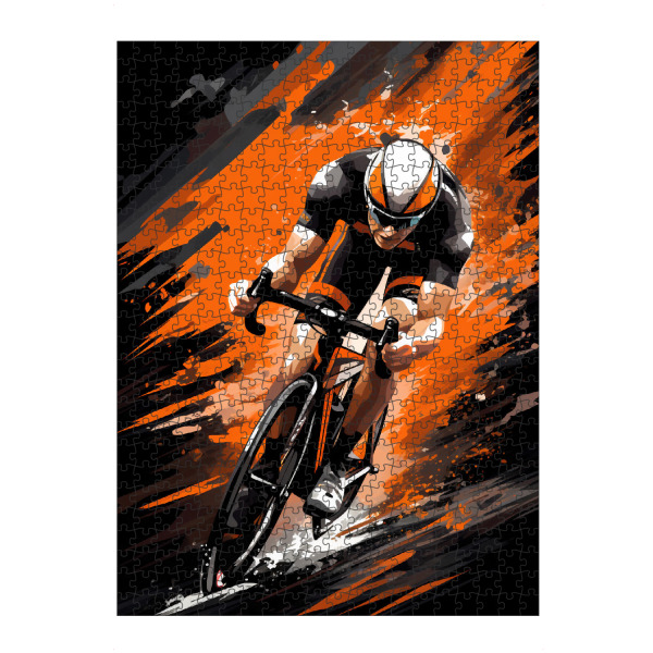 artboxONE Puzzle "Cycling Orange (matart)" artboxONE - Sport - Cycling,Bike,Biker,Bikers,Bicycle,Cyclers,Sport,Racing,Triathlon,Orange,Modern
