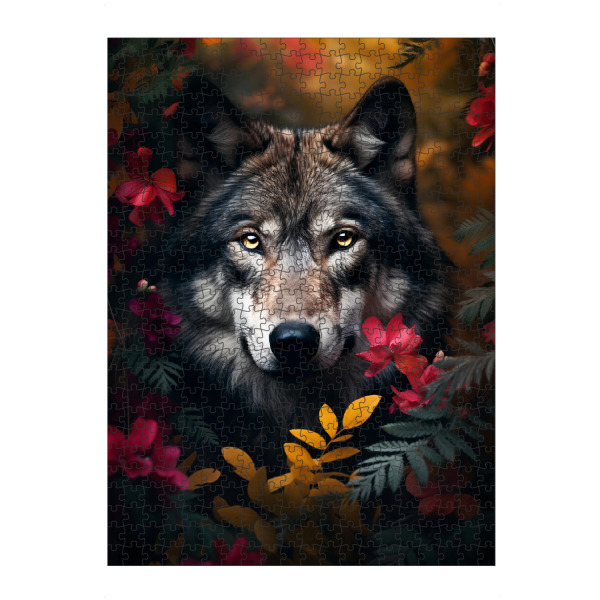 Puzzle Ravensburger "Wolf Flowers 3 (matart)" artboxONE - Floral,Tiere - Wolf,Wölfe,Tier,Tiere,Natur,Wild,Blumen - Bild wolf