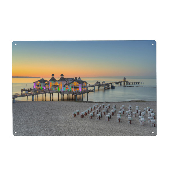 Holzbild "Seebrücke Sellin am Abend" artboxONE - Reise,Architektur,Reise / Strand und Meer