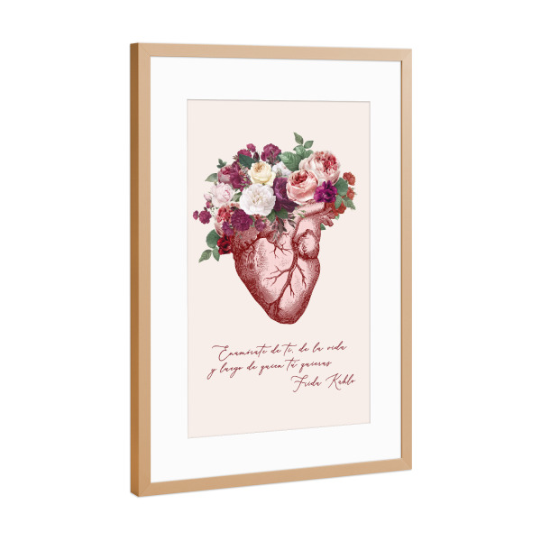 Poster mit Rahmen Kupfer "Liebesanatomie – Fridas Weisheit" artboxONE - Floral,Liebe