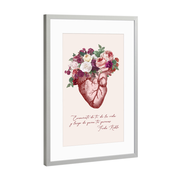 Poster mit Rahmen Silber "Liebesanatomie – Fridas Weisheit" artboxONE - Floral,Liebe