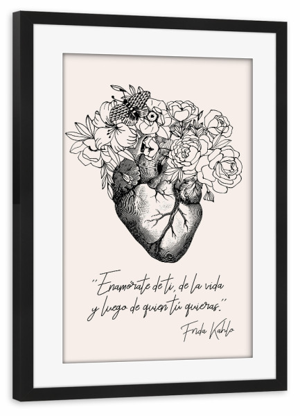 Poster mit Rahmen schwarz "Liebesanatomie" artboxONE - Floral,Liebe