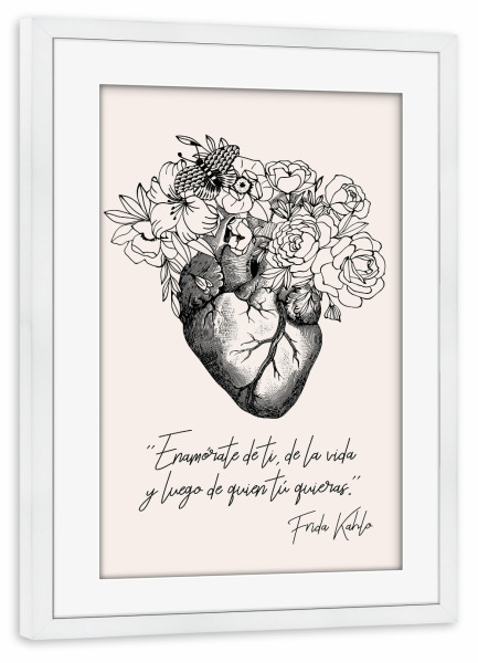 Poster mit Rahmen weiß "Liebesanatomie" artboxONE - Floral,Liebe