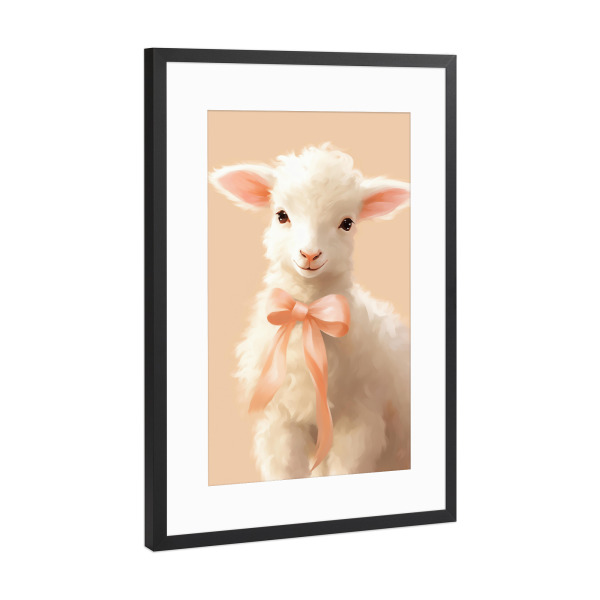 Poster mit Rahmen Schwarz (Metallic) "Niedliches Lämmchen" artboxONE - Tiere,Lustig
