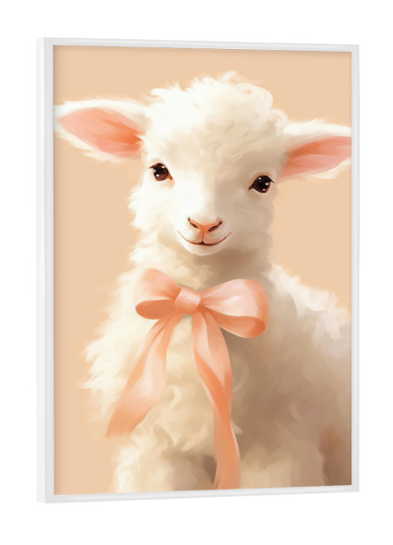 Poster mit weißem Rahmen "Niedliches Lämmchen" artboxONE - Tiere,Lustig