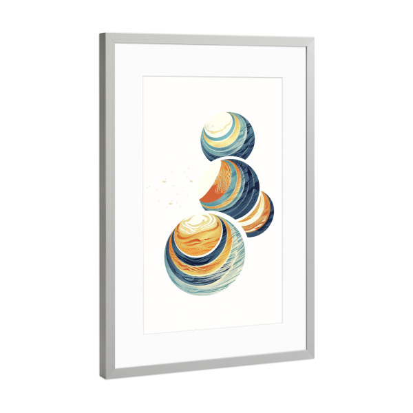 Poster mit Rahmen Silber "Abstrakte Boho-Kreise" artboxONE - Abstrakt,Geometrie