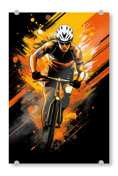 Acrylglasbild "Cycling Orange 2 (matart)" artboxONE - Sport - Cycling,Bike,Biker,Bikers,Bicycle,Cyclers,Sport,Racing,Orange,Modern